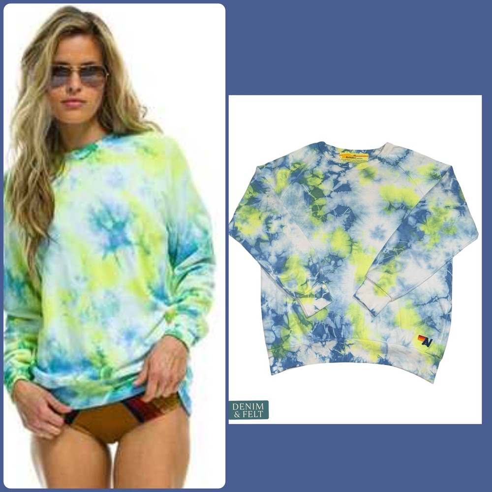 Aviator Nation Tie Dye Pullover Sweatshirt Coastal Surf California Vibes Medium